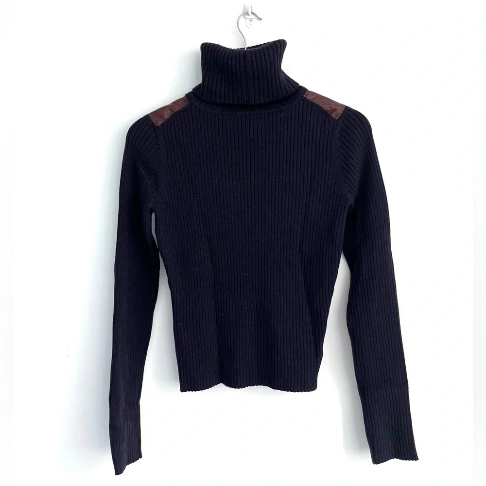 Rag & Bone Leather Patch Turtleneck - Picture 3 of 5